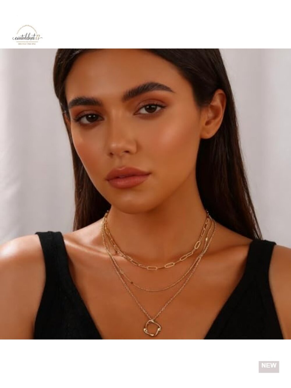 Layered Gold Necklaces Set, Dainty Choker Stacks, 18K Gold Plated Chains for - Picture 3 of 6